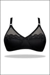 Half Cup Embroidered Mesh Wirefree Non-Padded Bra