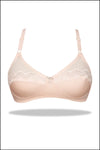 Half Cup Embroidered Mesh Wirefree Non-Padded Bra