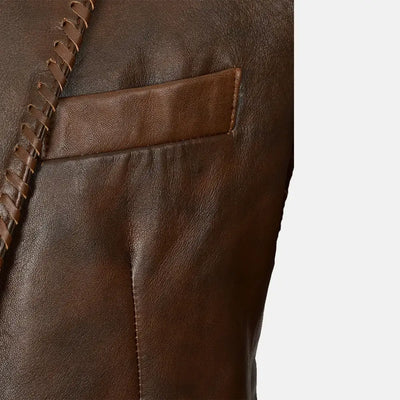 Ashen Timber Brown Leather Blazer