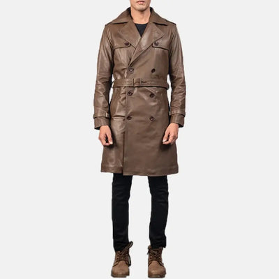 Ashford Mens Brown Sheepskin Leather Duster Coat