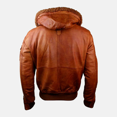 Bearskin Leather Jacket With Hoodie