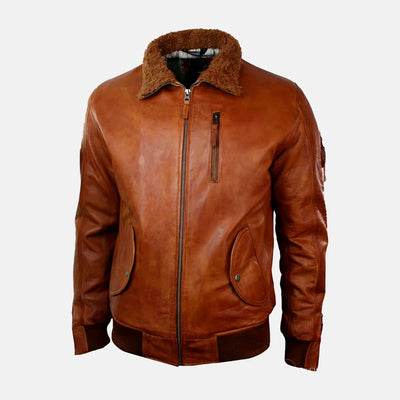 Bearskin Leather Jacket With Hoodie