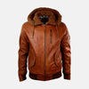 Bearskin Leather Jacket With Hoodie