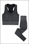 Blue Cotton Seamless Sports Bra with Cotton Slim Leggings Set