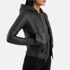 Cinnamon Hooded Leather Bomber Jacket for Women | Order Now