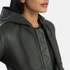 Cinnamon Hooded Leather Bomber Jacket for Women | Order Now