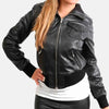 Cosmopolitan Leather Bomber Jacket for Women