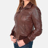 Cosmopolitan Leather Bomber Jacket for Women