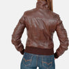 Cosmopolitan Leather Bomber Jacket for Women