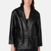 Eerie Glitz Genuine Leather Blazer Women