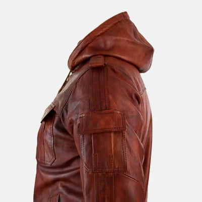 Emberstone Mens Hooded Leather Jacket