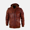 Emberstone Mens Hooded Leather Jacket