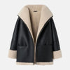 Furry Flair Leather Bomber Jacket for Women