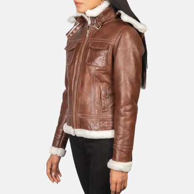 Glamora Leather Bomber Jacket for women