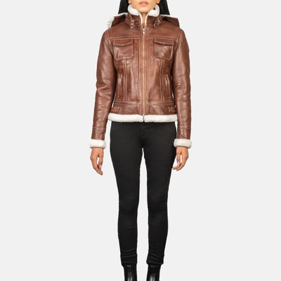 Glamora Leather Bomber Jacket for women