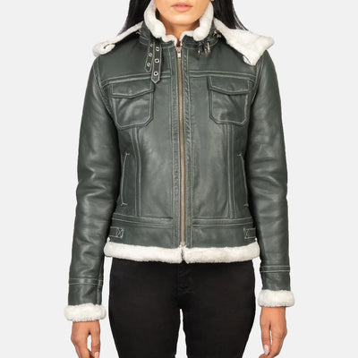 Glamora Leather Bomber Jacket for women