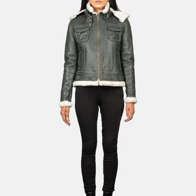 Glamora Leather Bomber Jacket for women