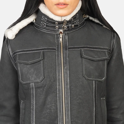 Glamora Leather Bomber Jacket for women