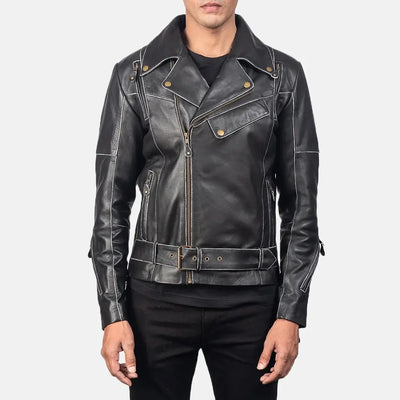 Grayson Mens Leather Biker Jacket