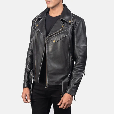 Grayson Mens Leather Biker Jacket