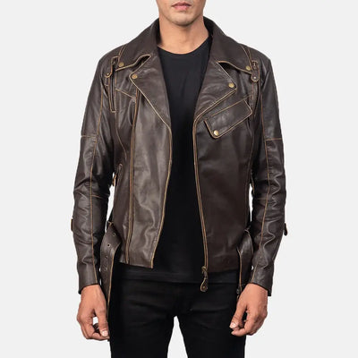 Grayson Mens Leather Biker Jacket