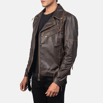 Grayson Mens Leather Biker Jacket