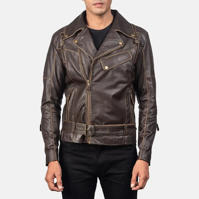 Grayson Mens Leather Biker Jacket