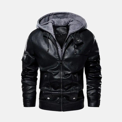 Heroic Dream Mens Leather Jacket with Hood