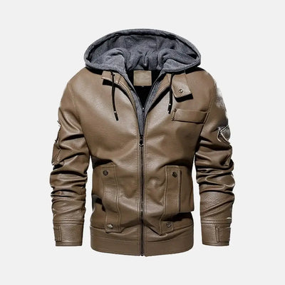 Heroic Dream Mens Leather Jacket with Hood