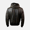 Ironhide Leather Bomber Jacket With Removable Hood