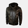 Ironhide Leather Bomber Jacket With Removable Hood