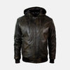 Ironhide Leather Bomber Jacket With Removable Hood