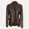 Isadora Double-Breasted Brown Leather Blazer