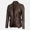 Isadora Double-Breasted Brown Leather Blazer