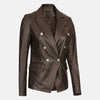 Isadora Double-Breasted Brown Leather Blazer