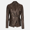 Isadora Double-Breasted Brown Leather Blazer