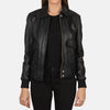 Ivy League Leather Bomber Jacket for Women