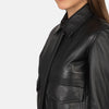 Ivy League Leather Bomber Jacket for Women