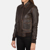 Ivy League Leather Bomber Jacket for Women