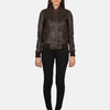 Ivy League Leather Bomber Jacket for Women