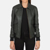 Ivy League Leather Bomber Jacket for Women