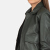 Ivy League Leather Bomber Jacket for Women