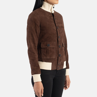 Lena Leather Bomber Jacket for Women