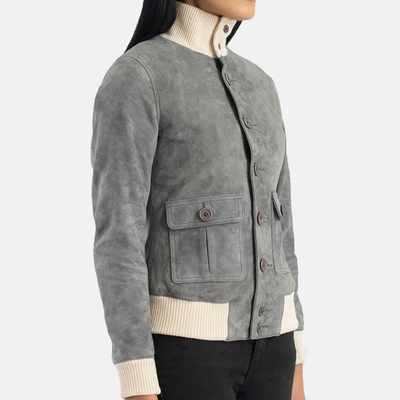 Lena Leather Bomber Jacket for Women