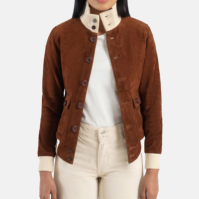 Lena Leather Bomber Jacket for Women