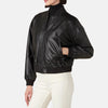 Metro Sleek Leather Bomber Jacket for Women