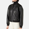 Metro Sleek Leather Bomber Jacket for Women