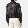 Metro Sleek Leather Bomber Jacket for Women