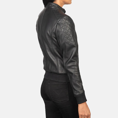 Metro Varsity Leather Bomber Jacket for Women