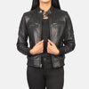 Metro Varsity Leather Bomber Jacket for Women